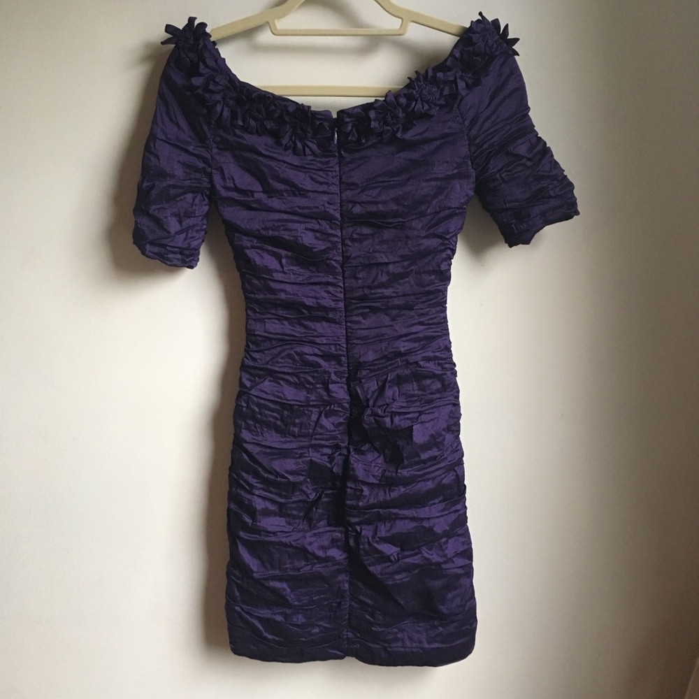 BCBG Max Azria Purple Flower Detail Dress - Picture 5 of 6